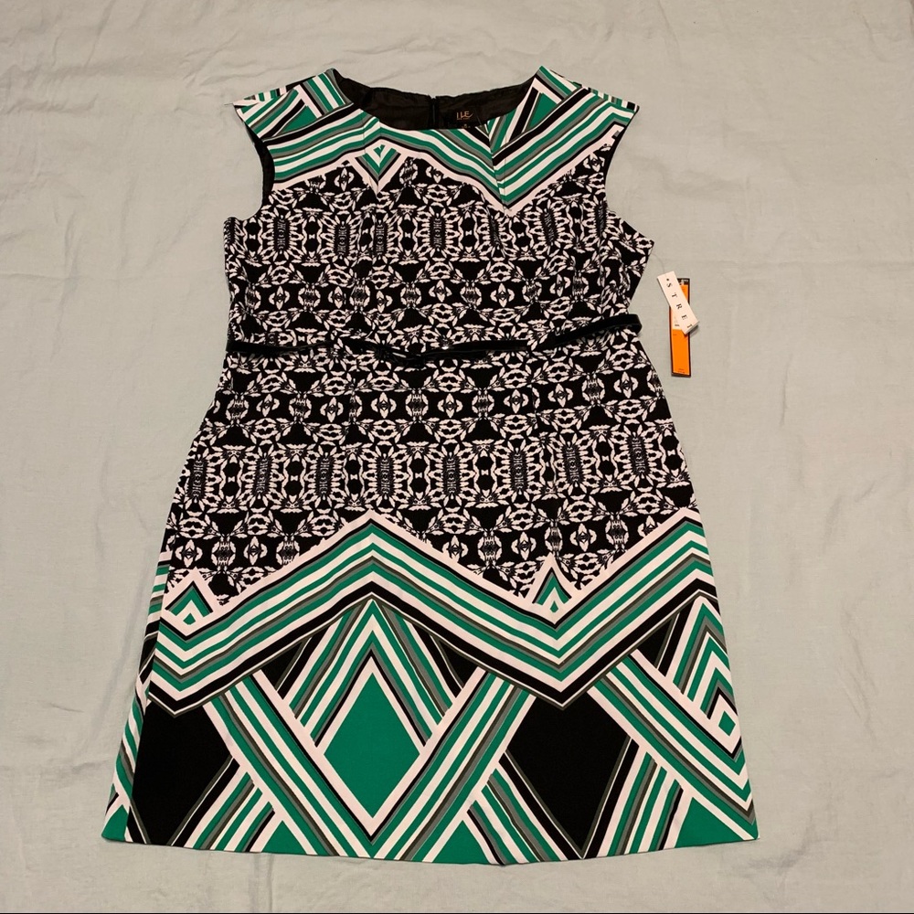 Black and green dress with belt